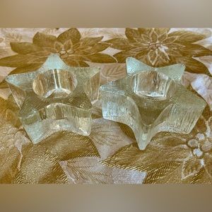 Pair of Vintage Avon glass Starbright votive, tea light Candle Holders, 1980’s